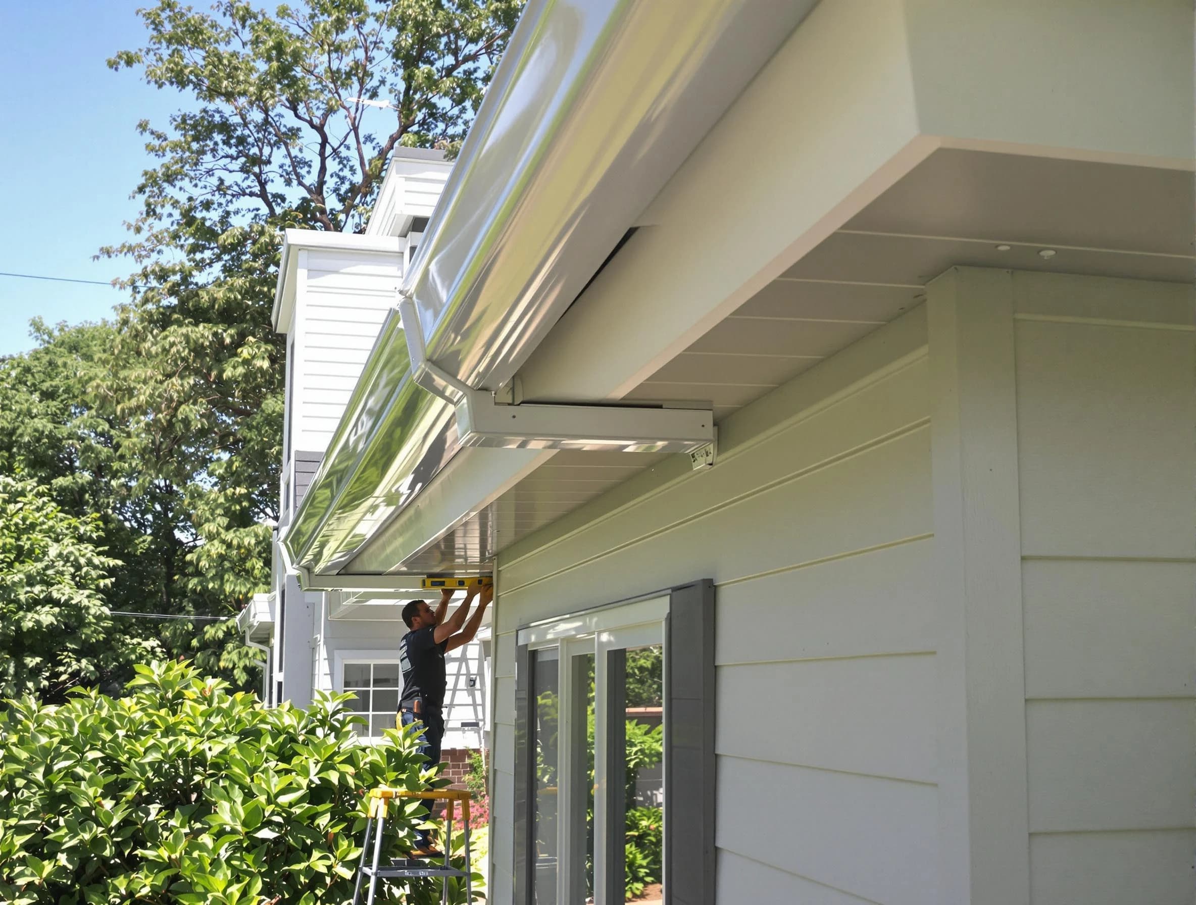 Properly aligned gutter system installed by East Cleveland Roofing Company in East Cleveland, OH