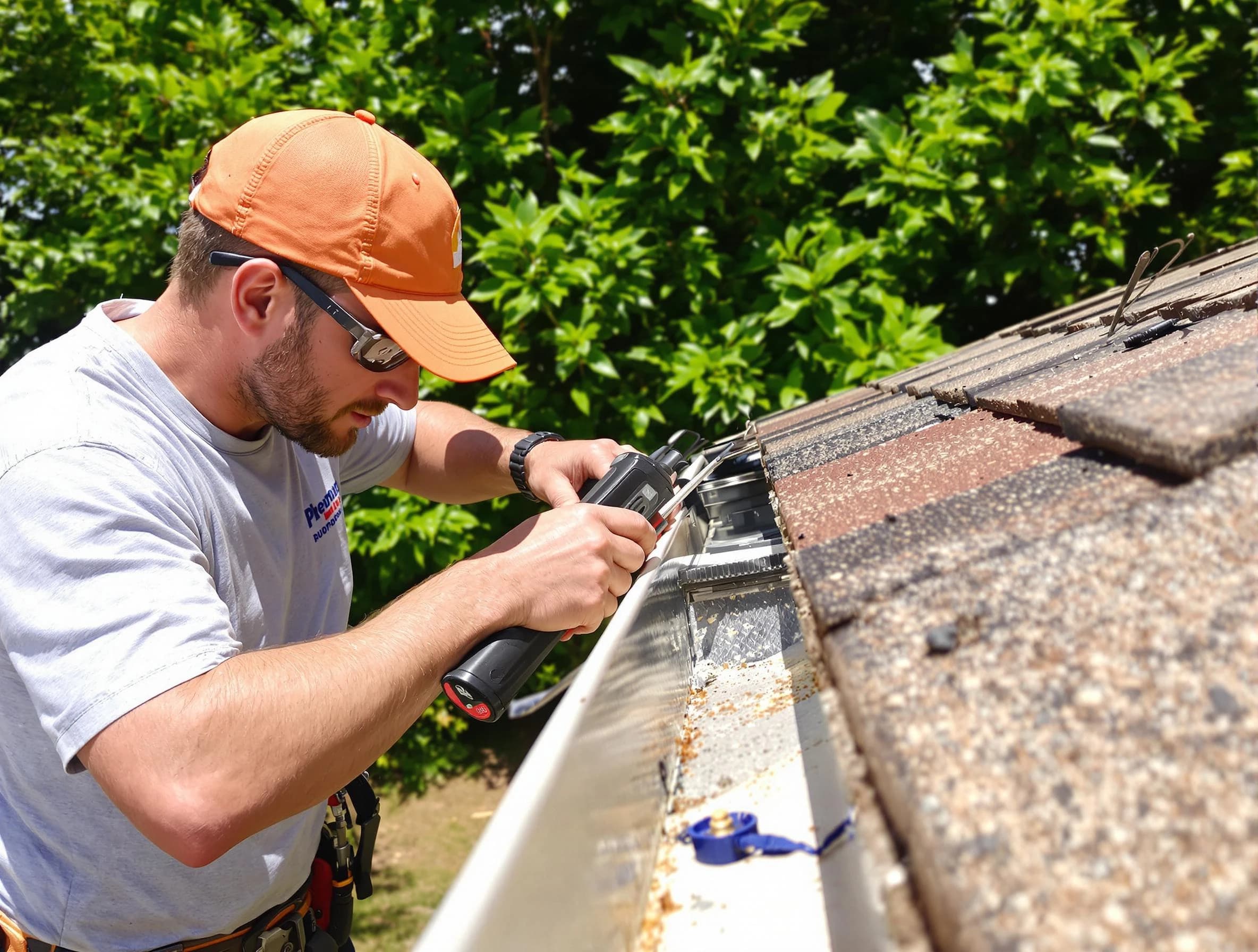 East Cleveland Roofing Company specialists conducting a gutter repair in East Cleveland, OH