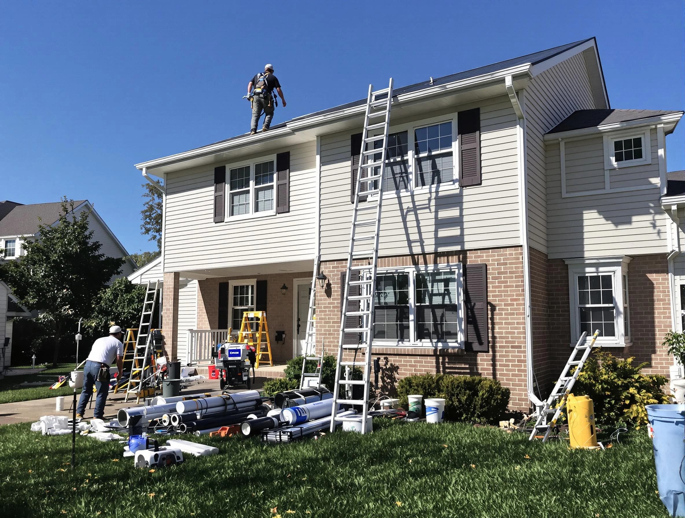 East Cleveland Roofing Company completing a gutter replacement in East Cleveland, OH