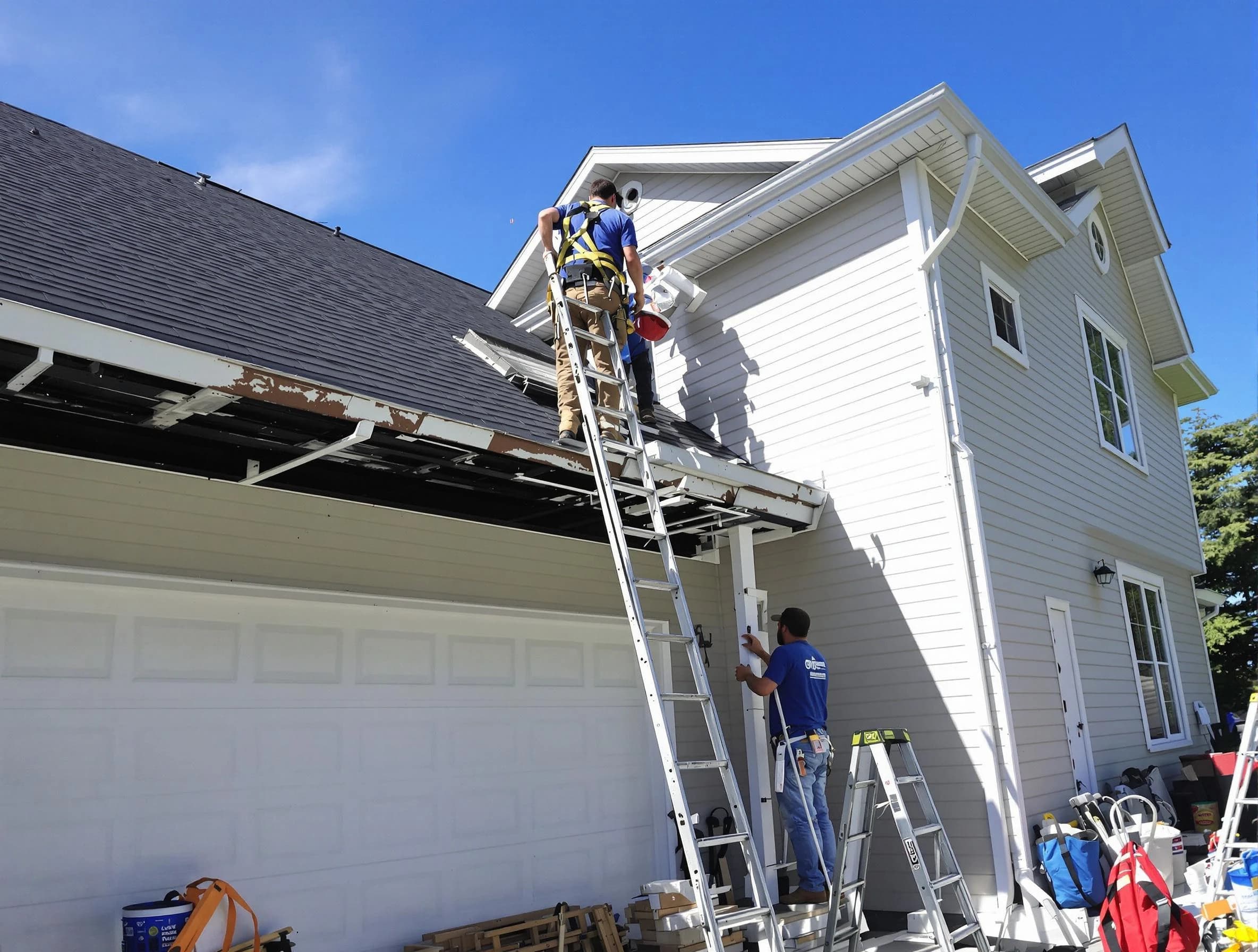 Newly replaced gutters by East Cleveland Roofing Company in East Cleveland, OH