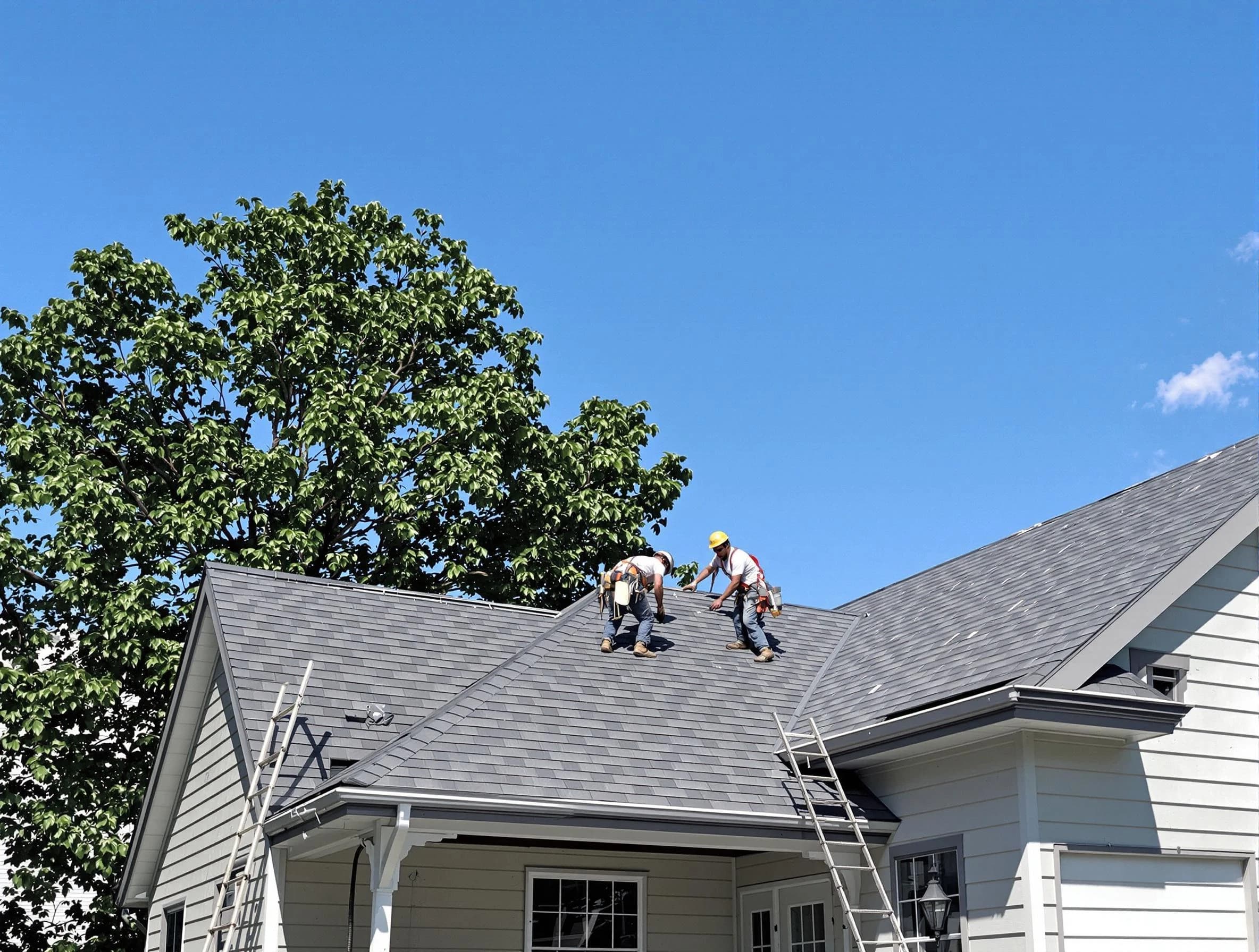 East Cleveland Roofing Company crew finalizing a roof installation in East Cleveland, OH