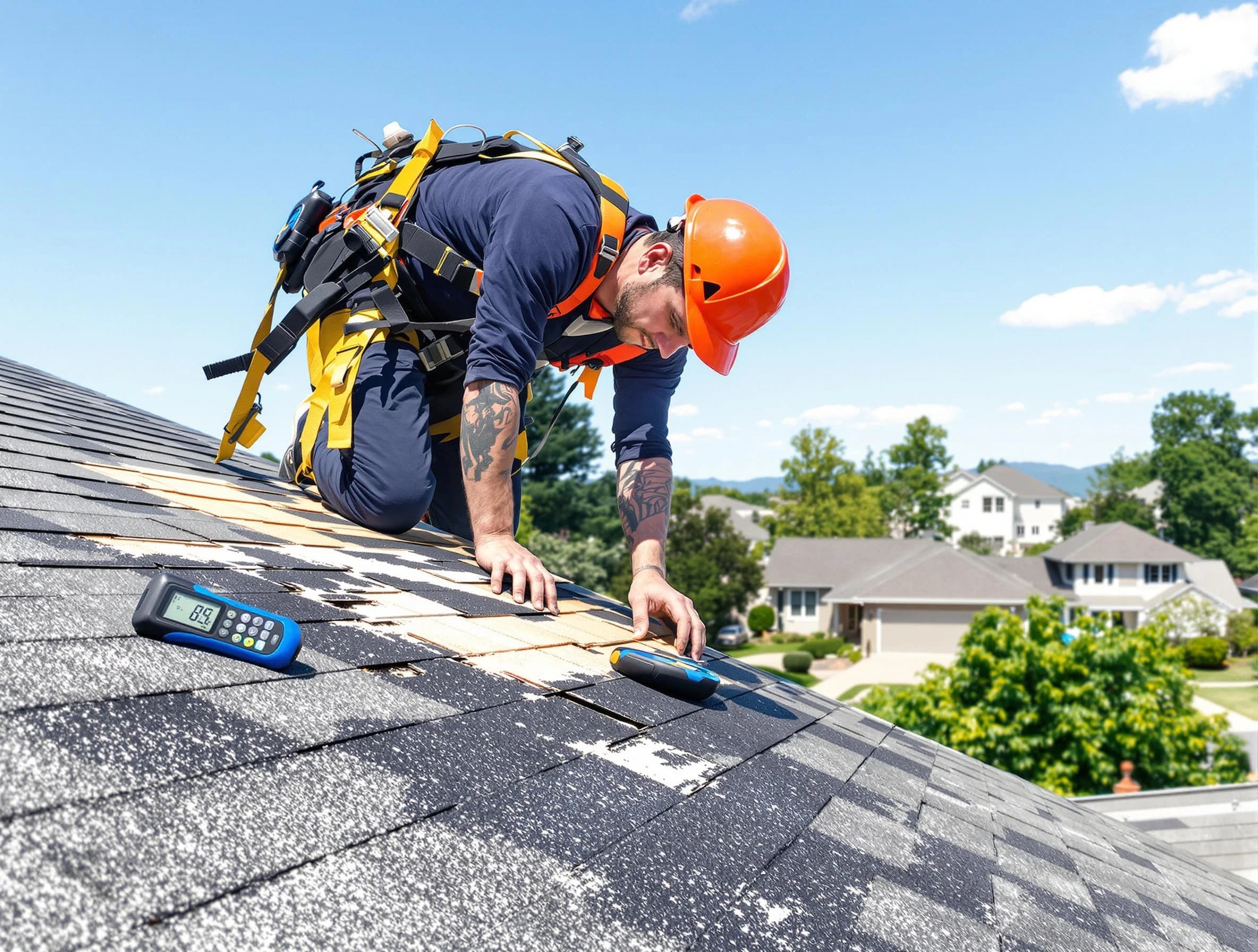 East Cleveland Roofing Company professional performing roof repairs in East Cleveland, OH