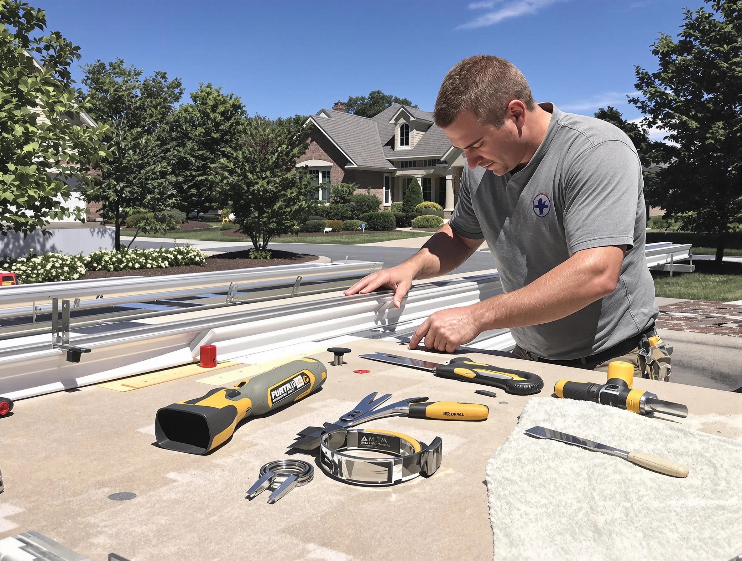 Freshly installed seamless gutter by East Cleveland Roofing Company in East Cleveland, OH