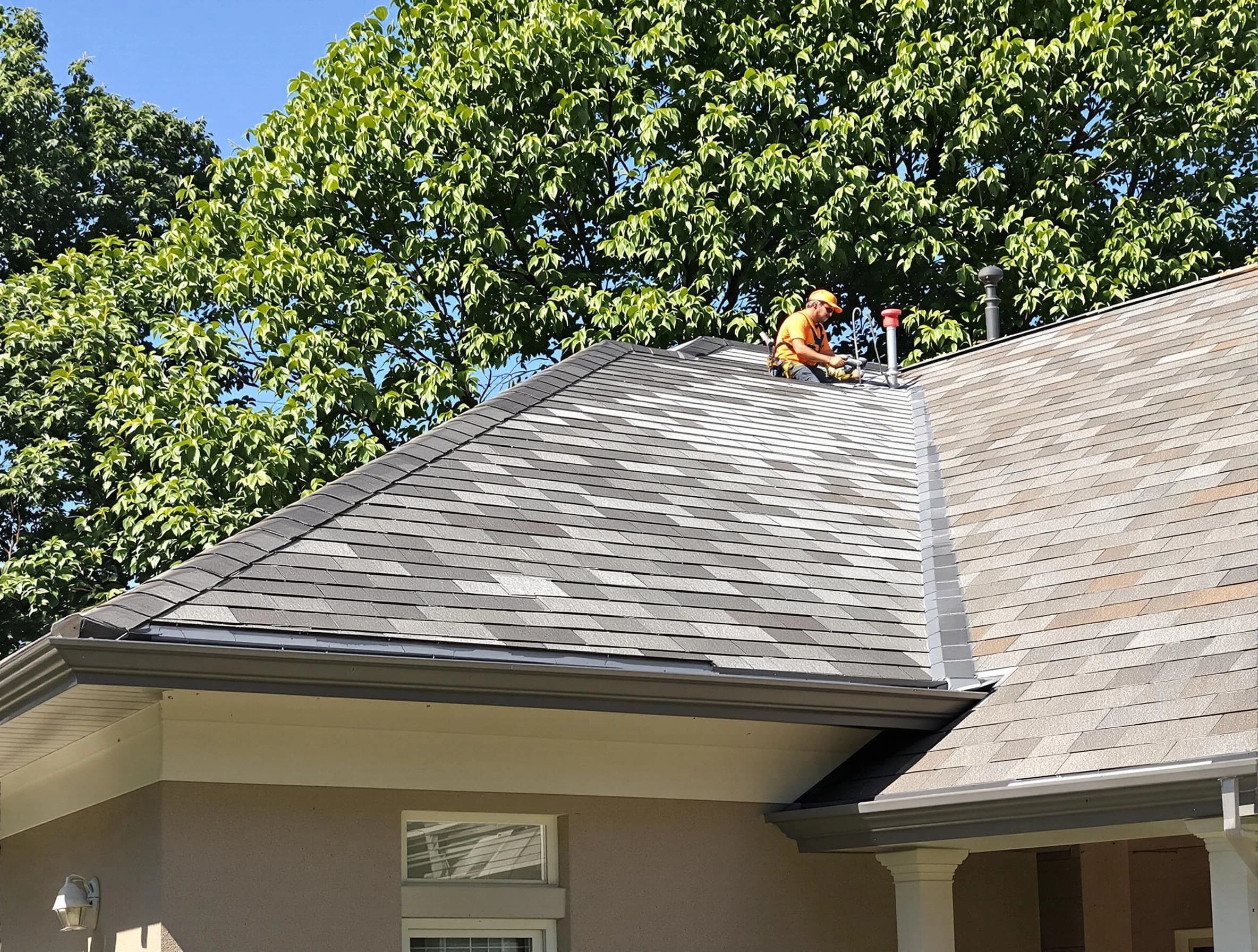 Newly completed shingle roofing by East Cleveland Roofing Company in East Cleveland, OH